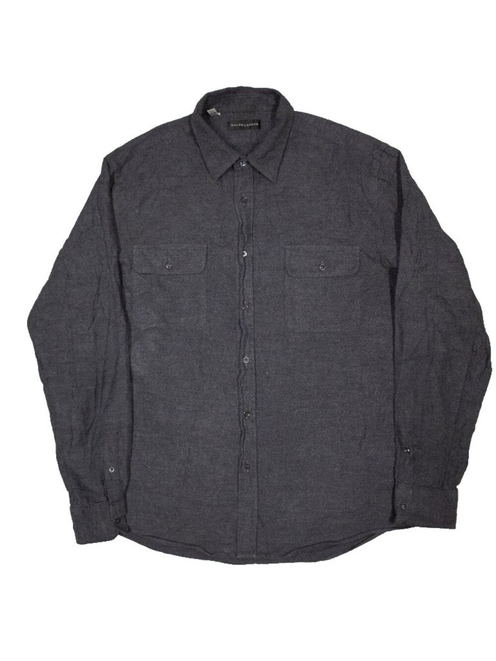 Ralph Lauren Black Label Dress Shirt Made in Italy Cotton Long Sleeve Grey XL